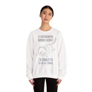 overthinking cat tunnel sweatshirt | funny cat lover gift