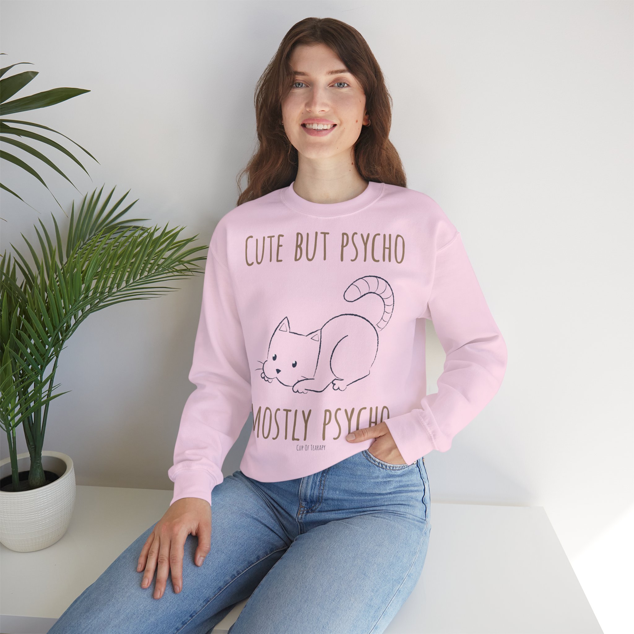 cute but psycho cat sweatshirt i funny cat lover tee