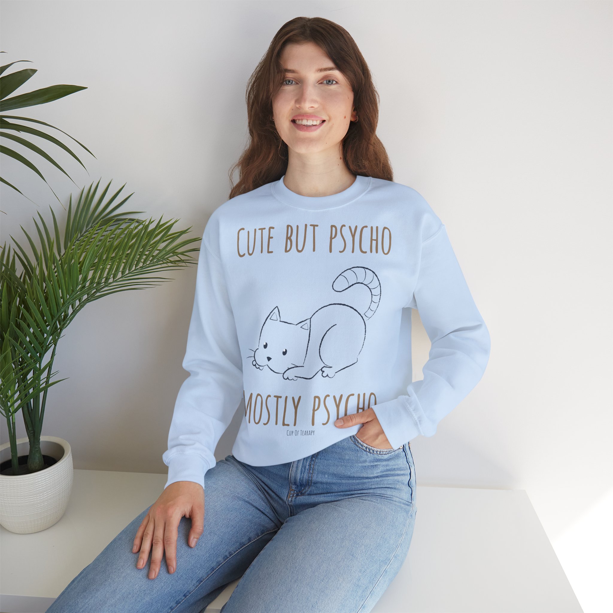 cute but psycho cat sweatshirt i funny cat lover tee