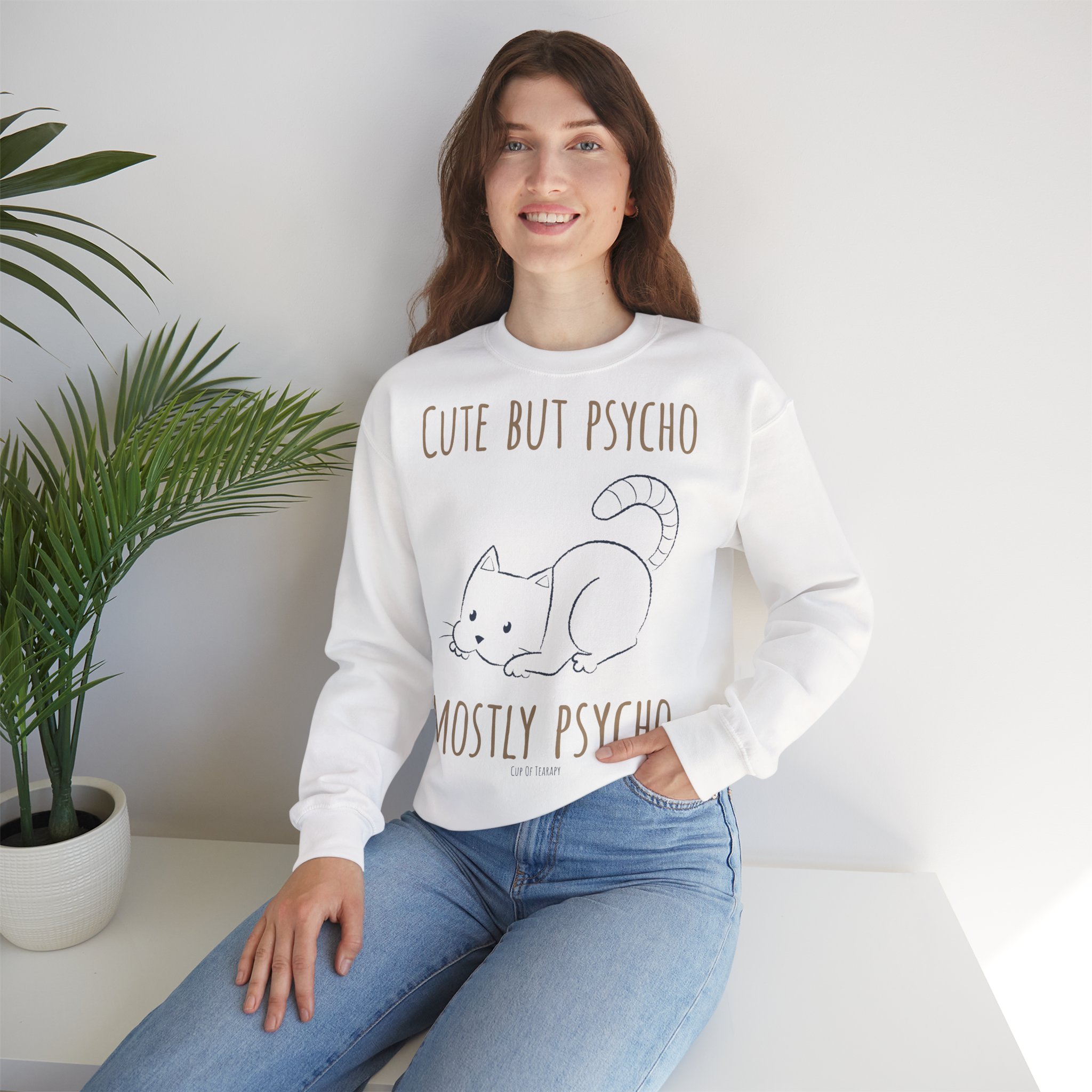cute but psycho cat sweatshirt i funny cat lover tee