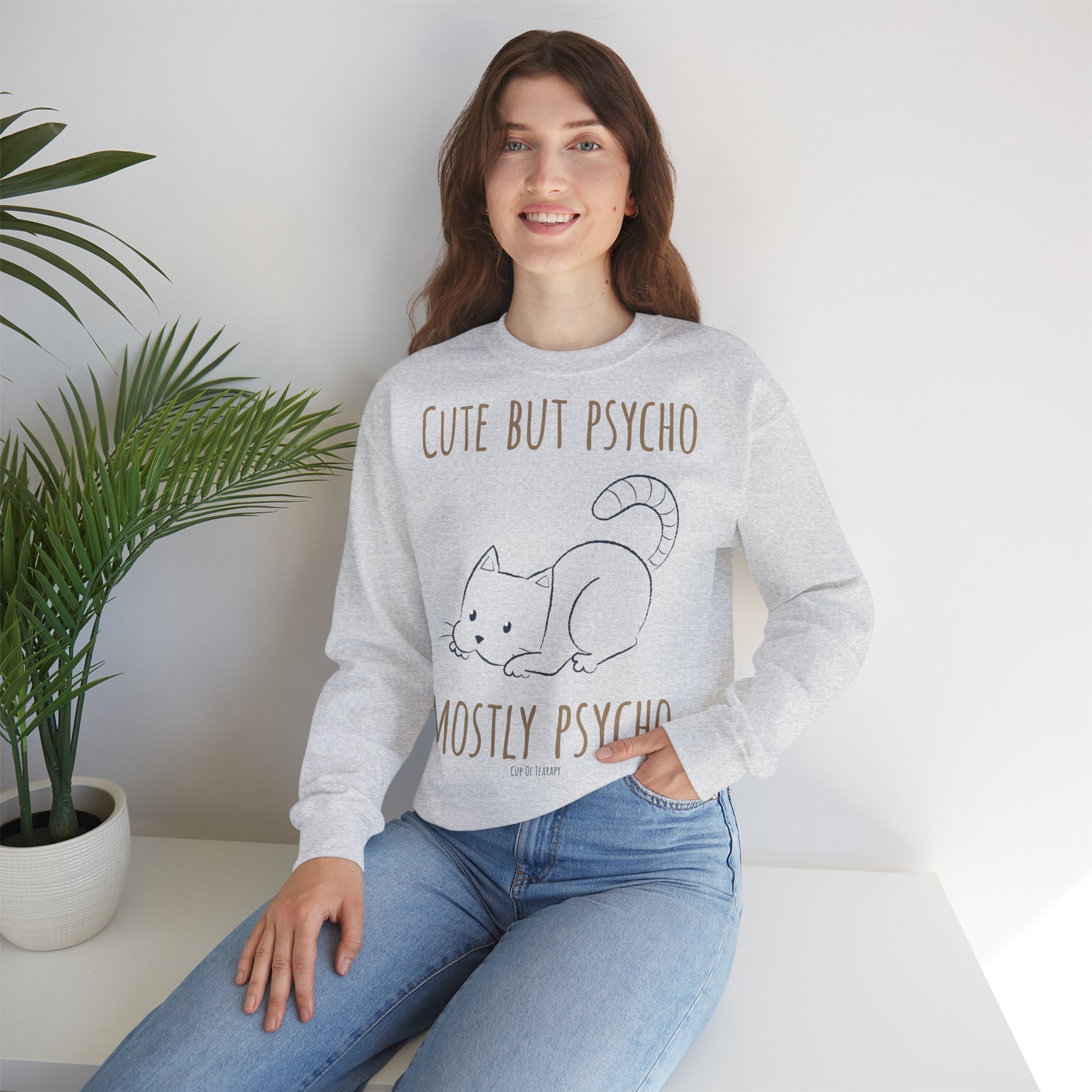 cute but psycho cat sweatshirt i funny cat lover tee