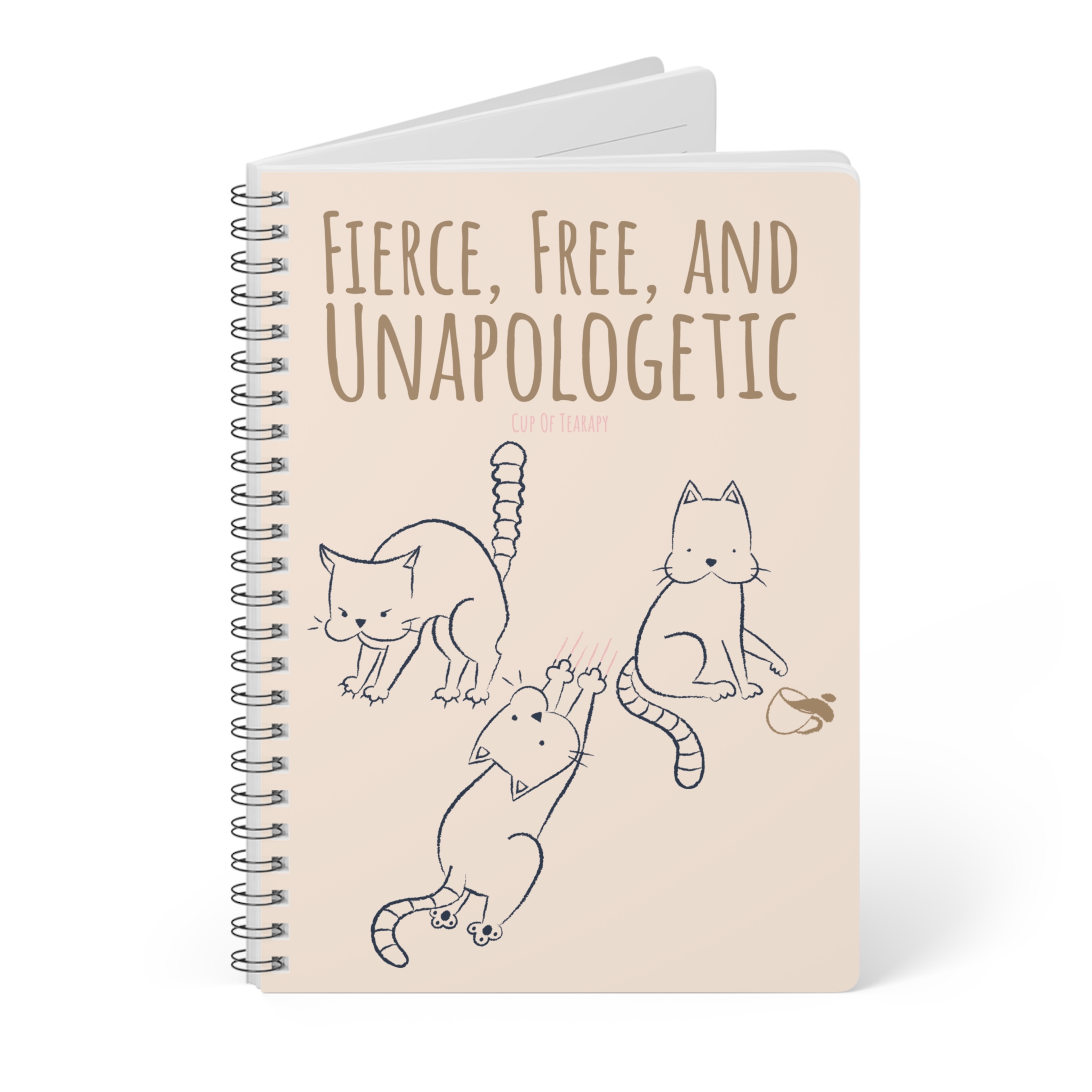 Fierce Free Unapologetic Cat Notebook I Motivational Journal for Cat Lovers, Minimalist Line Art, Sassy Stationery Gift, Self-Care Writing - Image 3