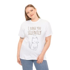 "i judge you silently" funny cat t shirt for sarcastic cat lover gift
