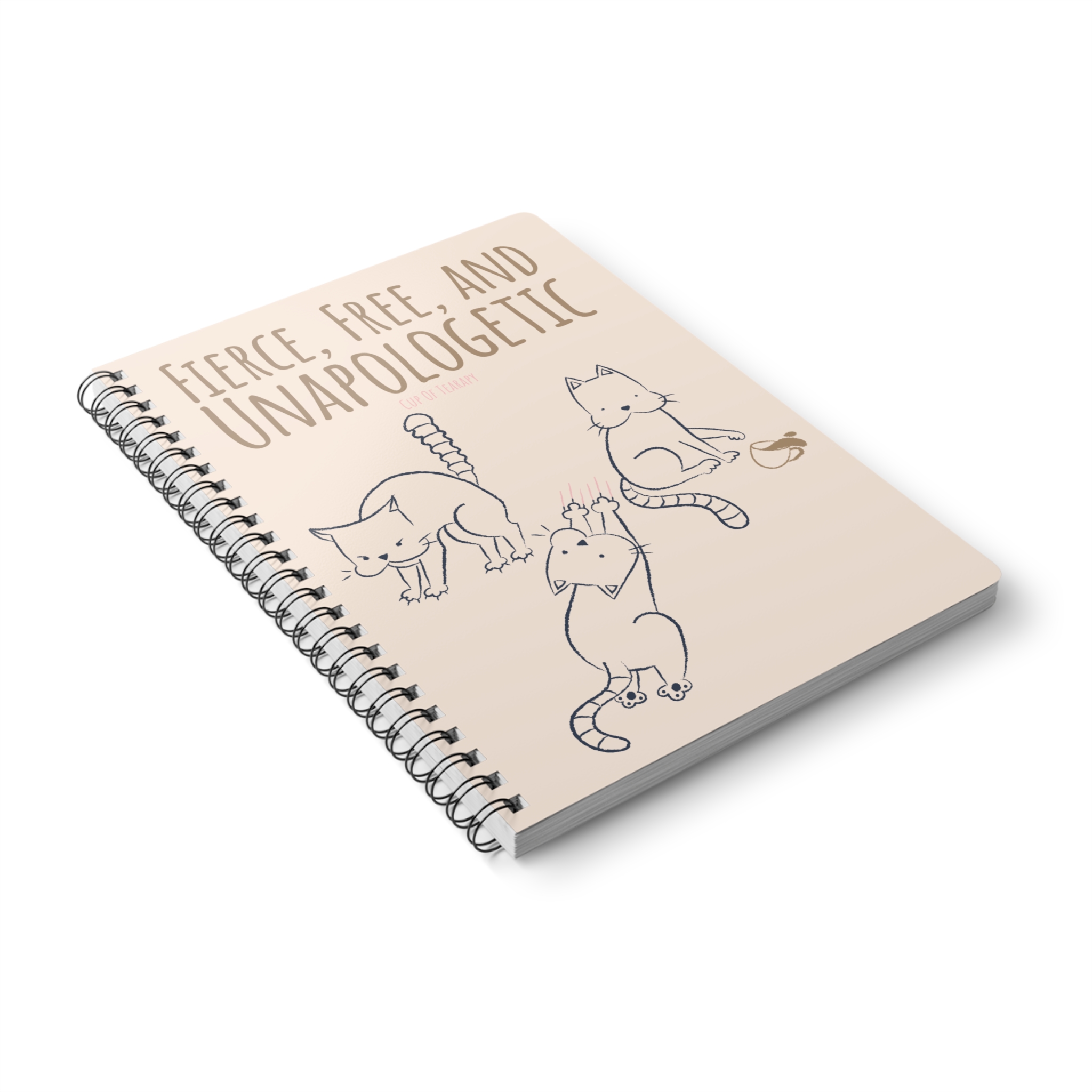 Fierce Free Unapologetic Cat Notebook I Motivational Journal for Cat Lovers, Minimalist Line Art, Sassy Stationery Gift, Self-Care Writing - Image 4