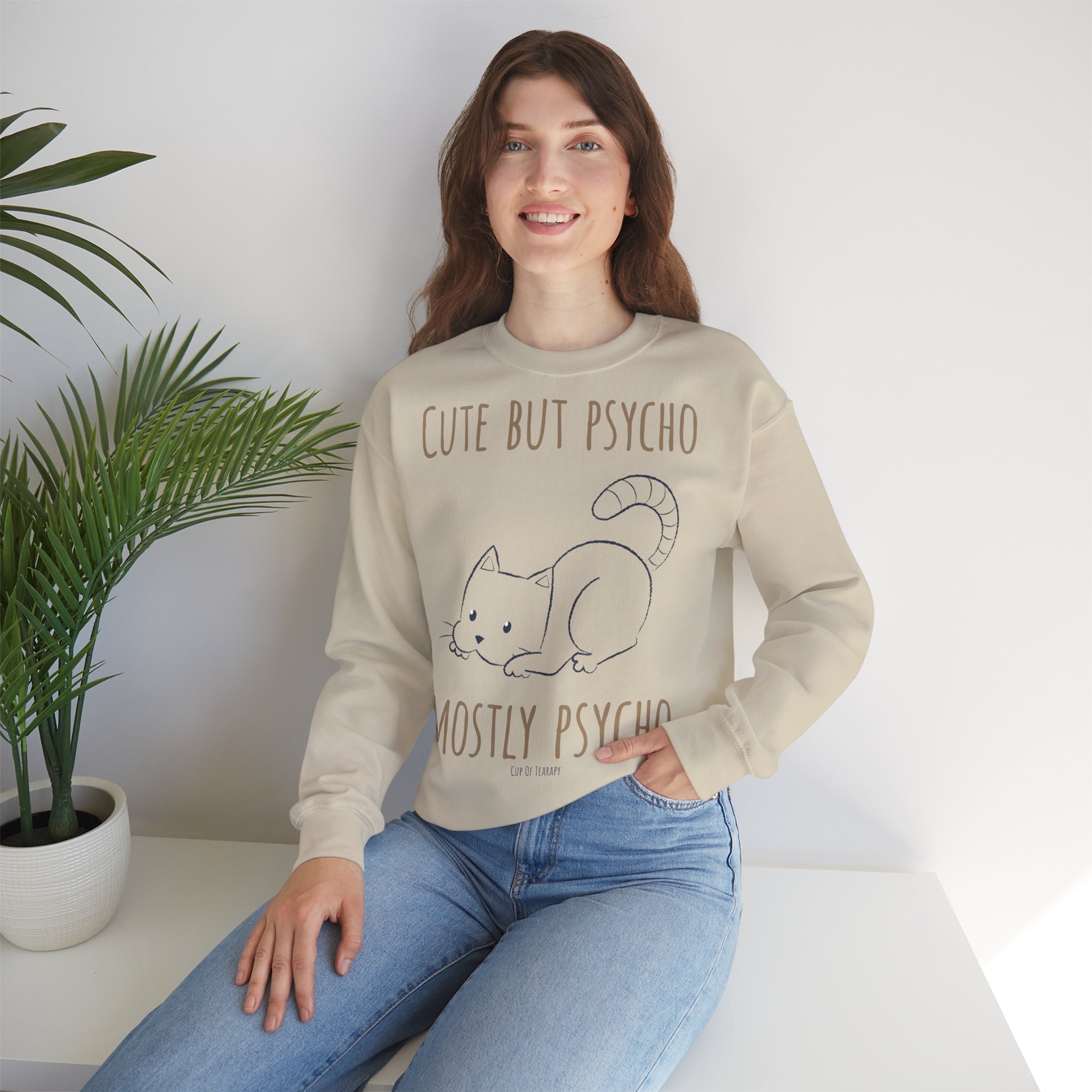 cute but psycho cat sweatshirt i funny cat lover tee